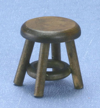 Dollhouse Miniature Stool, Walnut